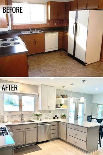 Before and after kitchen remodel