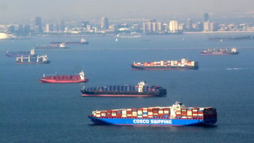 Cargo Ships at Anchor