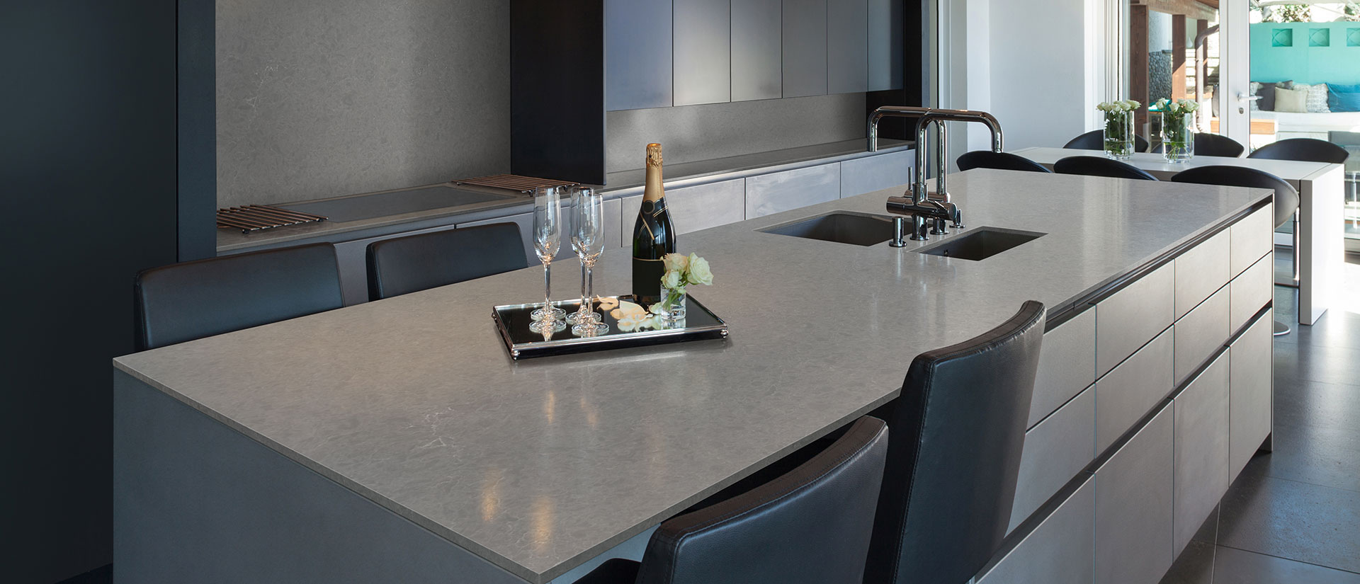 Kitchen with quartz countertops