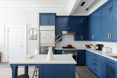 Blue Shaker Cabinets in a Kitchen