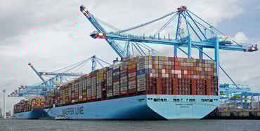 Shipping vessel at port