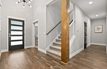 Hall with vinyl plank flooring