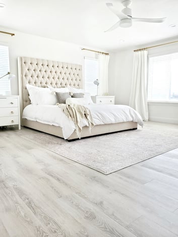 White Vinyl Plank Flooring in bedroom - LVP Floors