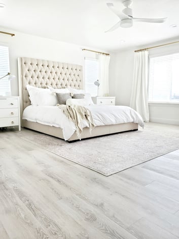 White Vinyl Plank Flooring in bedroom - LVP Floors