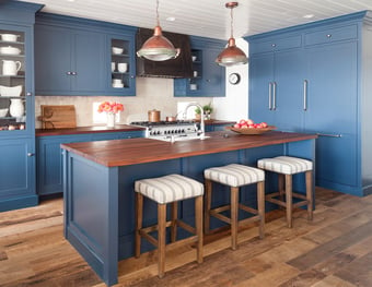 Blue Shaker Cabinets in a kitchen