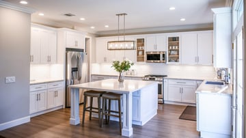 kitchen with white shaker cabinets