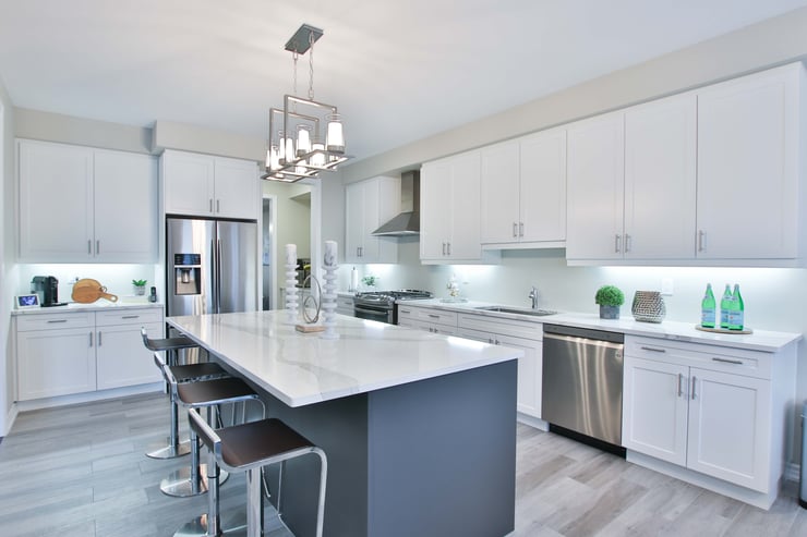 kitchen with white shaker cabinets