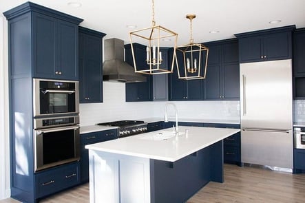 Kitchen with Quartz countertops and vinyl flooring